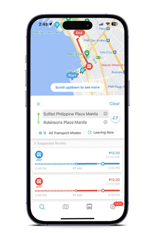Sakay.ph interface for travel