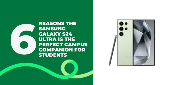 A thumbnail image of a blog about 5 reasons why the samsung galaxy s24 ultra is the perfect campus companion from study notes to selfie