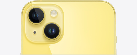iPhone 14 camera closeup in yellow